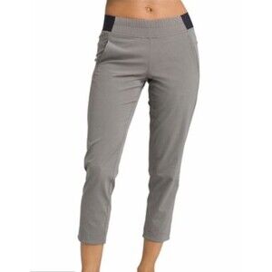 Prana Hybridizer Pants Gray Hiking Pull-On Stretch Capri Length Ripstop LARGE